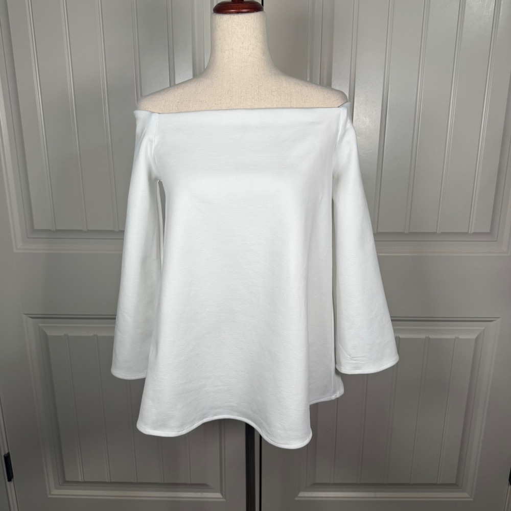 Tuckernuck Off-the-Shoulder Bell Sleeve Top in White